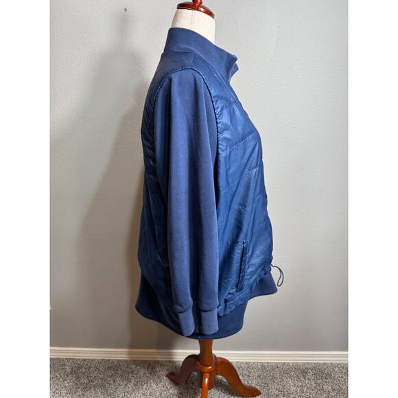 Chico's Zenergy jacket blue quilted knit cuffs & adjustable hemline  Sz 3 US XL - Picture 3 of 10